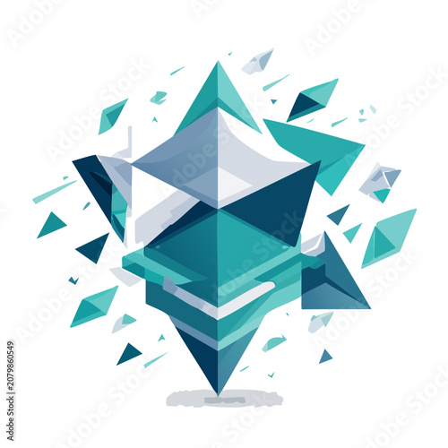 Low Poly Geometric Crystal with Fragments