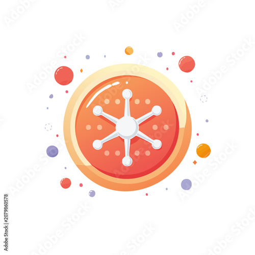 Flat vector illustration of a pizza with toppings