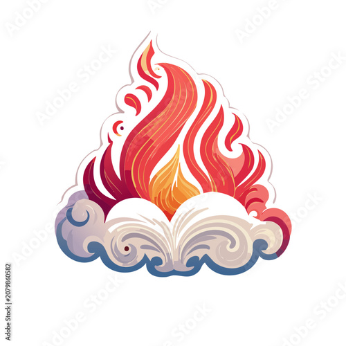 Phoenix Fire and Water Illustration