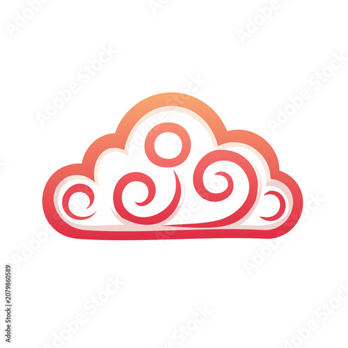 Red and pink cloud with swirling vapor design