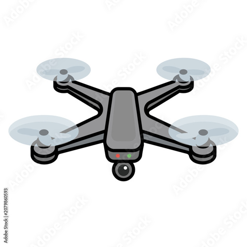 Flat vector illustration of a quadcopter drone