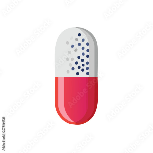 Red and white medicine capsule icon