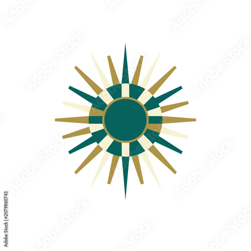 Teal and gold sunburst vector design