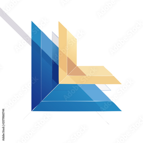 Abstract 3D Geometric Blocks Corner View Vector