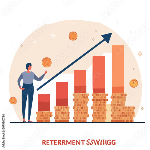Retirement Savings Growth Flat Vector Illustration