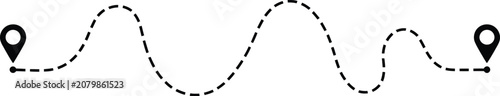 Konstfotografi Route Icon Showing Start and End Location Pins with Dotted Road Travel Symbol Ve
