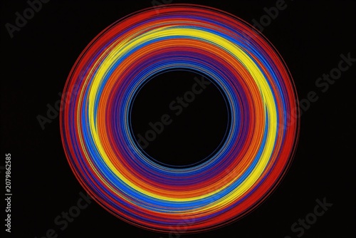 a black background with a red, white and blue circle