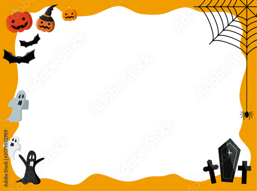 ハロウィン背景フレームシリーズ　横長縁飾り
