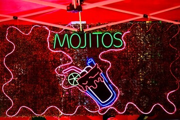 Neon Mojitos Sign at Pride Parade (Mexico City, CDMX, Mexico)