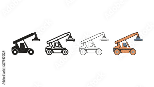 Foto Set of four different style illustrations of a heavy duty container handler mach