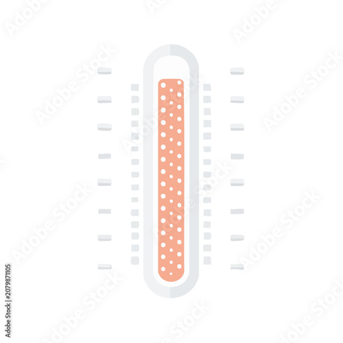 Flat thermometer icon with peach liquid indicator
