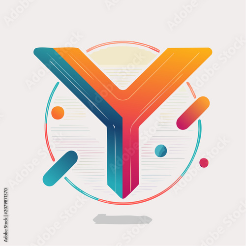 Abstract letter Y with colorful gradient and geometric shapes