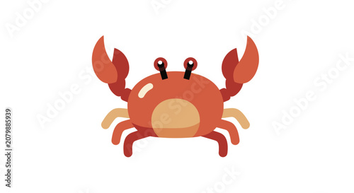Obraz na plátně Cute Cartoon Crab Illustration with Bright Red Shell and Claws.