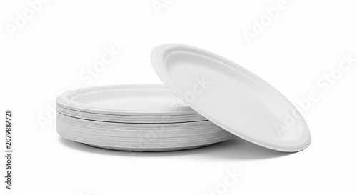 Stack of eco-friendly plates, clean and simple, showcasing sustainable dining.