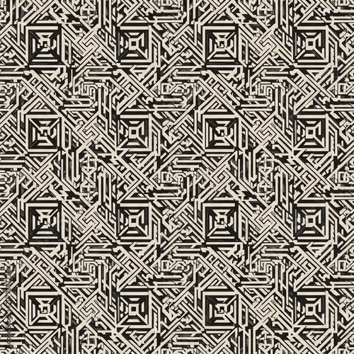 Intricate Monochrome Geometric Pattern: A Visual Labyrinth of Lines