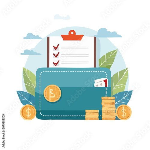 Finance and budgeting flat vector illustration