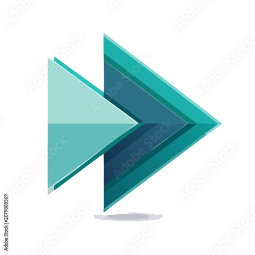 Flat play button icon with geometric triangles