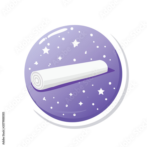 Flat vector illustration of a rolled paper scroll with stars