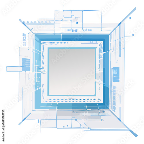 Stadium architectural blueprint vector illustration