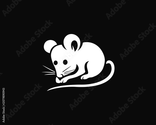 silhouette mouse laboratory art logo design template illustration