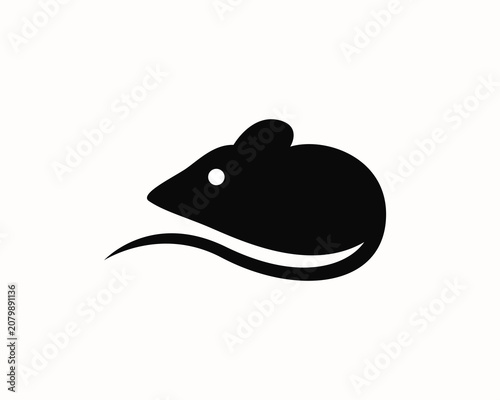 simple abstract black silhouette mouse logo icon symbol design template illustration