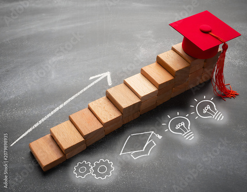Evaluating opportunities through strategic education planning and personalized academic journeys. Concept 
