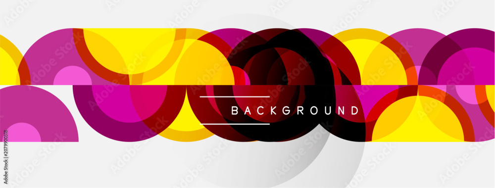 Obraz premium Abstract colorful circles overlap creating dynamic pattern. Text reads background within design. Modern visual element.