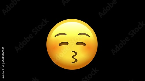 3D Animated kissing emoji face with blushing cheeks on alpha channel