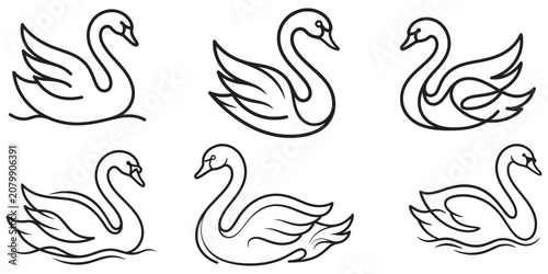 Minimalist swan line art collection for modern branding.