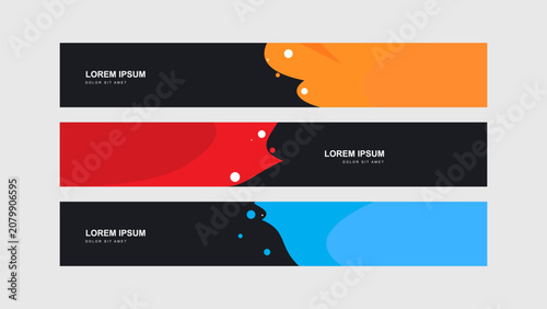 Abstract Banner Templates with Colorful Fluid Graphic Shapes Set
