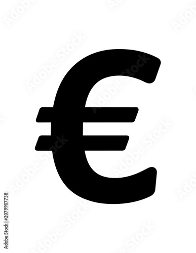 Large Black Euro Currency Symbol.