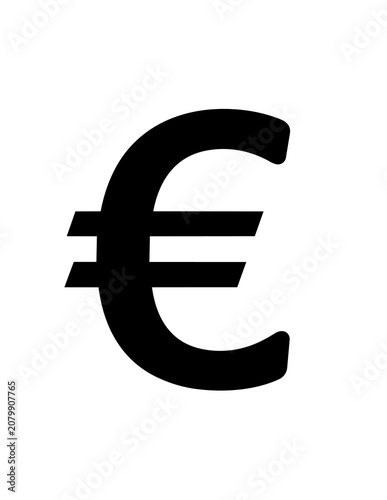 Euro currency symbol in black color.