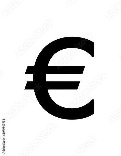 Euro currency symbol icon black.