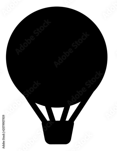 Hot air balloon silhouette flying high.