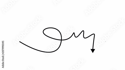 Hand Drawn Squiggly Arrow Down Animation with Alpha Channel 4K