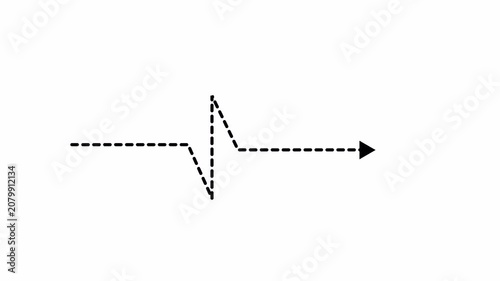Dashed Zigzag Arrow Pointing  Animation - Dotted Arrow Moving Alpha Channel 4K