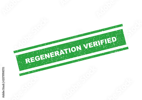 Photos Green regeneration verified rubber stamp seal with a grunge texture