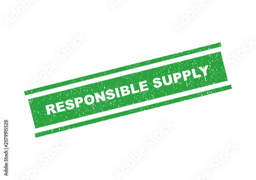 Responsible supply green rubber stamp icon with grunge texture