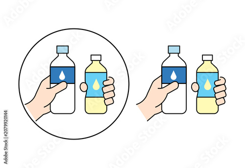 Hand holding plastic bottles for hydration and heatstroke prevention
