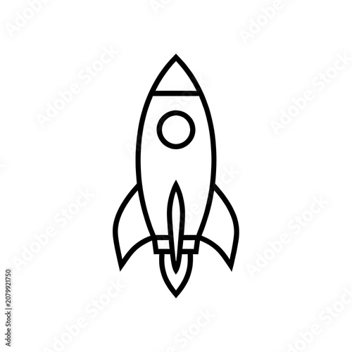 White Line Rocket Ship Isolated Transparent Background