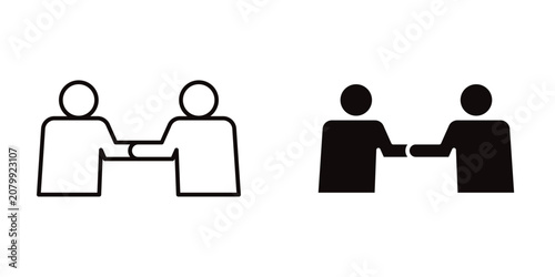Tableau sur toile Business partnership icon in outline and solid style, isolated on white background