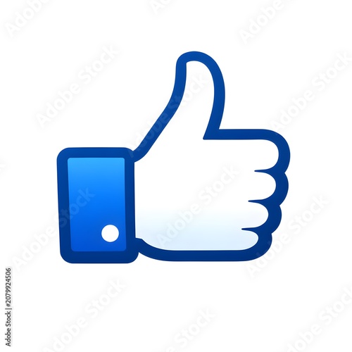 Blue Thumbs Up Like Icon Isolated on White Background, Social Media Approval, Positive Feedback and Online Communication Concept