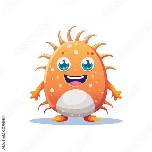 Cute cartoon monster character with spikes and big eyes