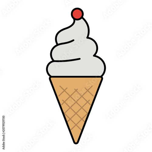 Soft Serve Ice Cream Cone with Cherry
