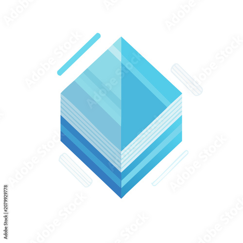 Blue Hexagonal Prism Geometric Shape Vector
