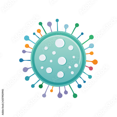 Colorful virus particle vector illustration