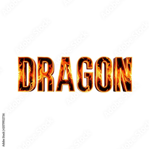 Fiery Dragon Text 3d Render Transparent Background