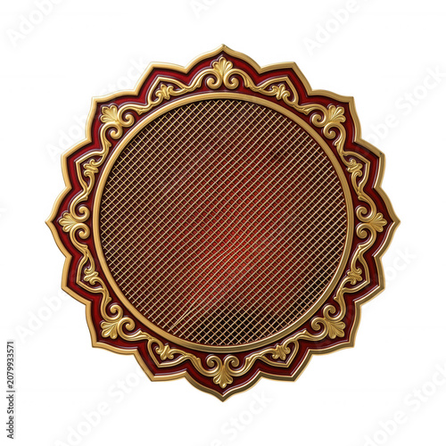 Ornate Gold and Red Circular Frame Transparent Background