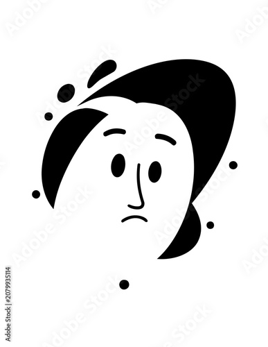 Quadro em tela Sad cartoon face with sweat drops.