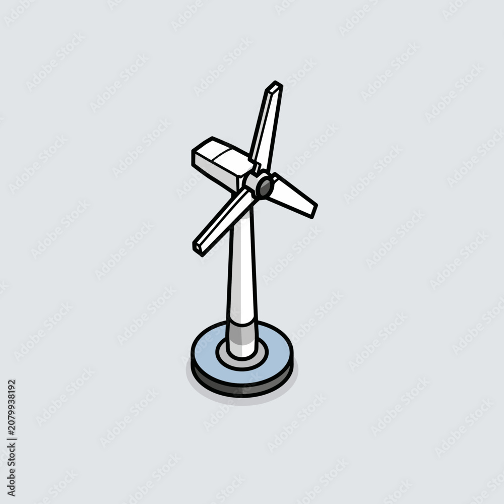 Obraz premium Flat design isometric illustration of a wind turbine